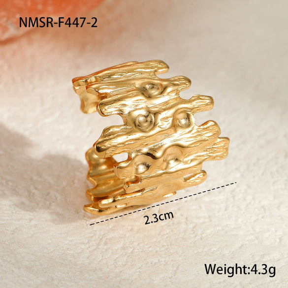 Wholesale Women's Stainless Steel Opening Ring Jewelry With Geometric Design And Electroplating Process Light Luxury Style