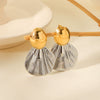 Wholesale Women's Stainless Steel Oval Geometric Electroplated Earrings With Gold And Silver Color Matching And Fishtail Design