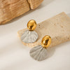 Wholesale Women's Stainless Steel Oval Geometric Electroplated Earrings With Gold And Silver Color Matching And Fishtail Design