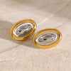 Wholesale Women's Stainless Steel Oval Geometric Electroplated Earrings