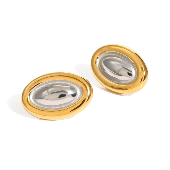 Wholesale Women's Stainless Steel Oval Geometric Electroplated Earrings