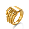 Wholesale Women's Stainless Steel Palm Ring Hip Hop Style Cold Open Adjustment Gold Plated Electroplated