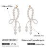 Wholesale Women's Stainless Steel Pearl Diamond Irregular Winding Geometric Style Electroplated Earrings