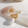 Wholesale Women's Stainless Steel Pearl Ear Clip Earrings With Geometric Pattern And Electroplating Treatment