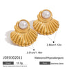 Wholesale Women's Stainless Steel Pearl Electroplated Geometric Fan Shaped Earrings