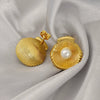 Wholesale Women's Stainless Steel Pearl Geometric Earrings With Electroplating Simple Minimalist Style