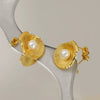 Wholesale Women's Stainless Steel Pearl Geometric Earrings With Electroplating Simple Minimalist Style
