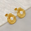 Wholesale Women's Stainless Steel Pearl Geometric Earrings With Electroplating Simple Minimalist Style
