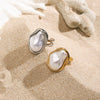 Wholesale Women's Stainless Steel Pearl Geometric Open Ring Electroplated Light Luxury Jewelry