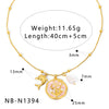 Wholesale Women's Stainless Steel Pearl Necklace And Shell Earrings Set With Lotus Painted Oil Drop Pendant 18K Vacuum Gold Plated