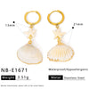 Wholesale Women's Stainless Steel Pearl Necklace And Shell Earrings Set With Lotus Painted Oil Drop Pendant 18K Vacuum Gold Plated