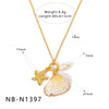 Wholesale Women's Stainless Steel Pearl Necklace And Shell Earrings Set With Lotus Painted Oil Drop Pendant 18K Vacuum Gold Plated