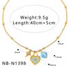 Wholesale Women's Stainless Steel Pearl Necklace And Shell Earrings Set With Lotus Painted Oil Drop Pendant 18K Vacuum Gold Plated