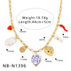 Wholesale Women's Stainless Steel Pearl Necklace And Shell Earrings Set With Lotus Painted Oil Drop Pendant 18K Vacuum Gold Plated