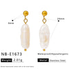 Wholesale Women's Stainless Steel Pearl Necklace And Shell Earrings Set With Lotus Painted Oil Drop Pendant 18K Vacuum Gold Plated