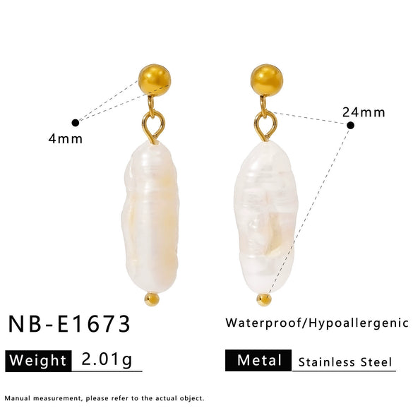 Wholesale Women's Stainless Steel Pearl Necklace And Shell Earrings Set With Lotus Painted Oil Drop Pendant 18K Vacuum Gold Plated