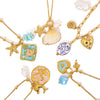 Wholesale Women's Stainless Steel Pearl Necklace And Shell Earrings Set With Lotus Painted Oil Drop Pendant 18K Vacuum Gold Plated