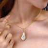 Wholesale Women's Stainless Steel Pearl Necklace With Geometric Pattern And Electroplating Treatment