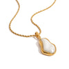 Wholesale Women's Stainless Steel Pearl Necklace With Geometric Pattern And Electroplating Treatment