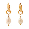 Wholesale Women's Stainless Steel Pearl Pendant Earrings With Geometric Pattern And Pvd Process