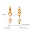 Wholesale Women's Stainless Steel Pearl Pendant Earrings With Geometric Pattern And Pvd Process