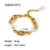 Wholesale Women's Stainless Steel Pearl Stacked Bracelet With Geometric Design And Electroplating