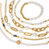 Wholesale Women's Stainless Steel Pearl Stacked Bracelet With Geometric Design And Electroplating