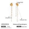 Wholesale Women's Stainless Steel Pearl Tassel Earrings Geometric Design Electroplated Light Luxury High End Jewelry