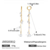 Wholesale Women's Stainless Steel Pearl Tassel Earrings Geometric Design Electroplated Light Luxury High End Jewelry
