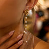 Wholesale Women's Stainless Steel Pearl Tassel Earrings Geometric Design Electroplated Light Luxury High End Jewelry