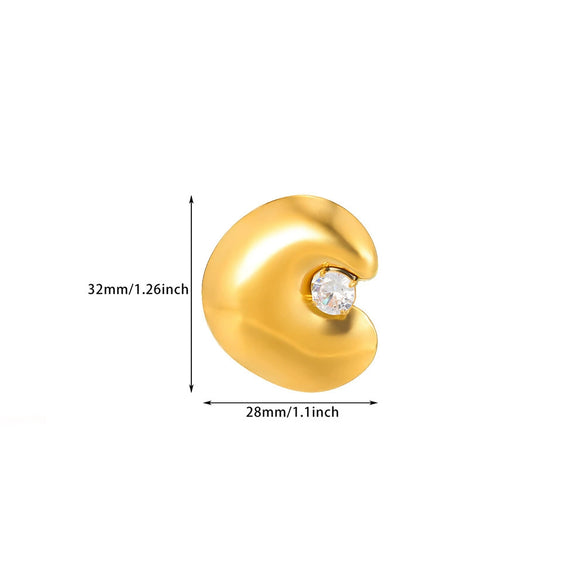 Wholesale Women's Stainless Steel Pearl Zircon Hollow Geometric Opening Starfish Shell Ring Electroplated