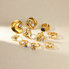 Wholesale Women's Stainless Steel Pearl Zircon Hollow Geometric Opening Starfish Shell Ring Electroplated