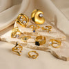 Wholesale Women's Stainless Steel Pearl Zircon Hollow Geometric Opening Starfish Shell Ring Electroplated