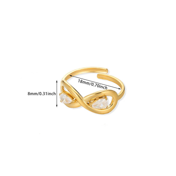 Wholesale Women's Stainless Steel Pearl Zircon Hollow Geometric Opening Starfish Shell Ring Electroplated