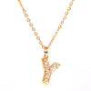Wholesale Women's Stainless Steel Pendant Necklace With 26 English Letters Pattern O Chain And Diamond Design