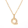 Wholesale Women's Stainless Steel Pendant Necklace With 26 English Letters Pattern O Chain And Diamond Design