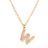 Wholesale Women's Stainless Steel Pendant Necklace With 26 English Letters Pattern O Chain And Diamond Design