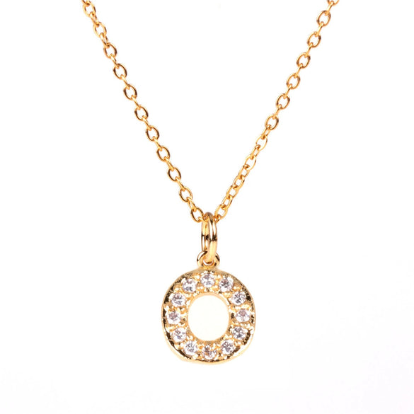 Wholesale Women's Stainless Steel Pendant Necklace With 26 English Letters Pattern O Chain And Diamond Design