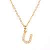 Wholesale Women's Stainless Steel Pendant Necklace With 26 English Letters Pattern O Chain And Diamond Design