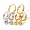Wholesale Women's Stainless Steel Plant Flowers Style Wheat Ear Earrings With Geometric Leaves Pattern And Electroplating Treatment