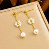Wholesale Women's Stainless Steel Plants And Flowers Pattern Electroplated Jewelry Set Earrings Necklace Bracelet