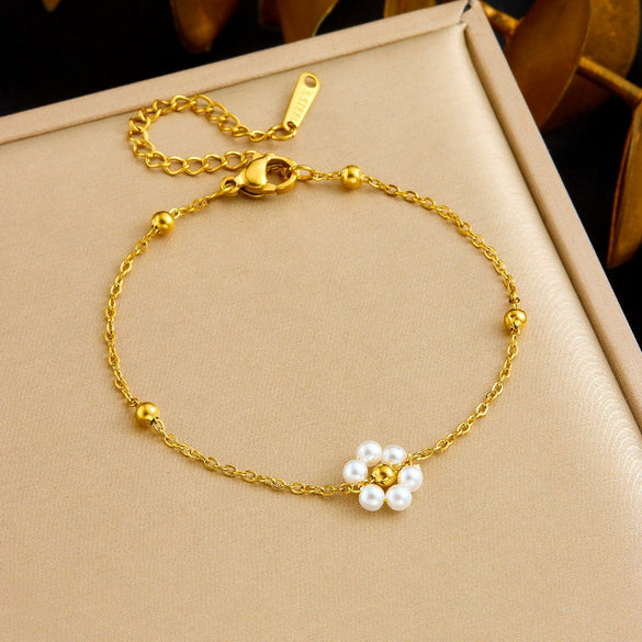 Wholesale Women's Stainless Steel Plants And Flowers Pattern Electroplated Jewelry Set Earrings Necklace Bracelet