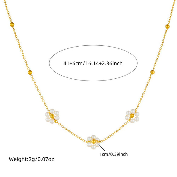 Wholesale Women's Stainless Steel Plants And Flowers Pattern Electroplated Jewelry Set Earrings Necklace Bracelet