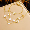 Wholesale Women's Stainless Steel Plants And Flowers Pattern Electroplated Jewelry Set Earrings Necklace Bracelet