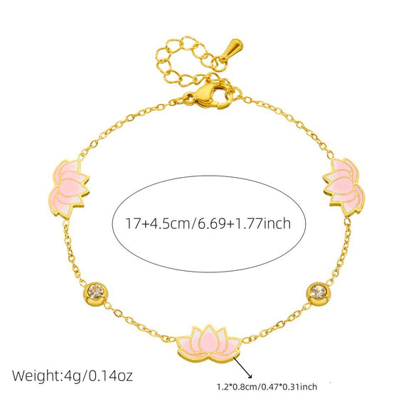 Wholesale Women's Stainless Steel Plants And Flowers Pattern Electroplated Jewelry Set With O Chain Necklace Earring Bracelet