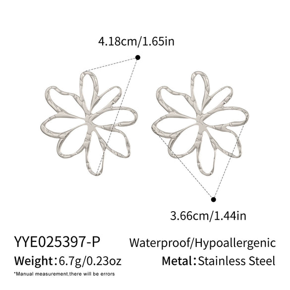 Wholesale Women's Stainless Steel Pvd Furnace Vacuum Real Gold Plated Exaggerated Stylish Oversized Flower Earrings