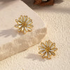 Wholesale Women's Stainless Steel Pvd Furnace Vacuum Real Gold Plated Flower Earrings Light Luxury Non Fading