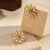 Wholesale Women's Stainless Steel Pvd Furnace Vacuum Real Gold Plated Flower Earrings Light Luxury Non Fading
