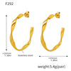 Wholesale Women's Stainless Steel Pvd Plated Geometric C Shaped And U Shaped Fashion Earrings