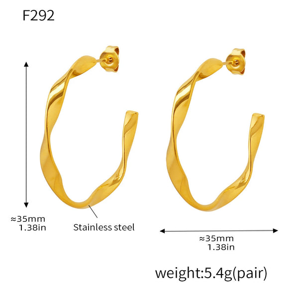 Wholesale Women's Stainless Steel Pvd Plated Geometric C Shaped And U Shaped Fashion Earrings